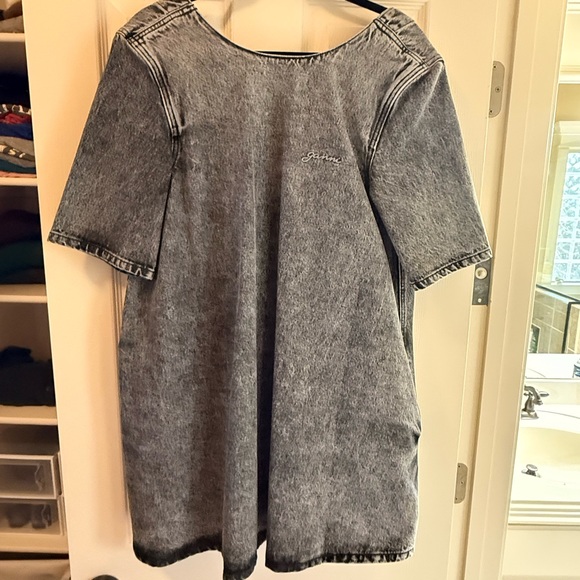 NWOT Ganni Dark Wash Scoop Back Denim Mini Dress - Picture 5 of 7